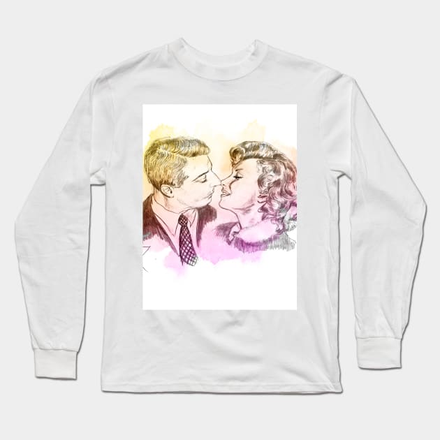 Marilyn & Joe DiMaggio Long Sleeve T-Shirt by Svetlana Pelin
